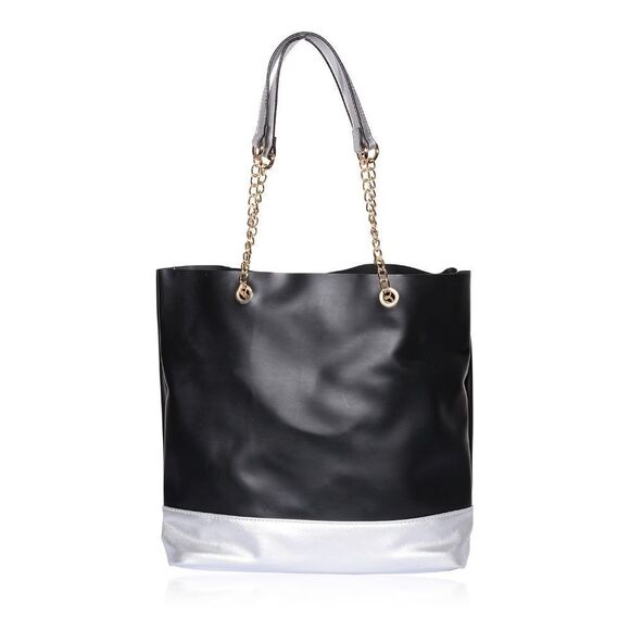 Vegan Leather Tote Purse on Chain Links Straps - Picture 2 of 5